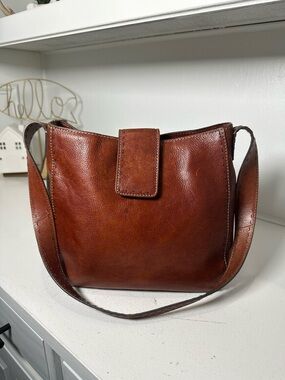 Vintage Fossil Leather Crossbody Bag Brown Shoulder Purse Classic Minimalist